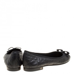 Pre Owned حذاء فلات باليه كريستيان ديور ماي ديور جلد كاناج مبطن أسود مقاس 39