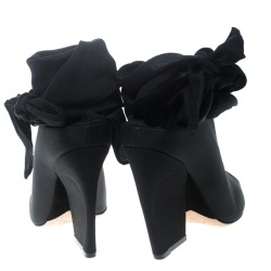 مملوكة مسبقًا بوت للكاحل ديور بروكلين جلد أسود ووردي فاتح بحزام للكاحل ومقدمة مفتوحة مقاس 39