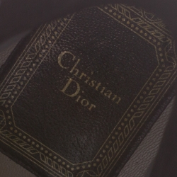 Pre Owned حذاء بوت كاحل ديور كعب عريض غلوريوس سكولبتد جلد مشقق وكانفاس أسود مقاس 35.5