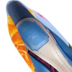 مملوكة مسبقًا Dior Rose Print Pointed Toe Pumps Size 38.5