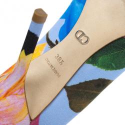 مملوكة مسبقًا Dior Rose Print Pointed Toe Pumps Size 38.5