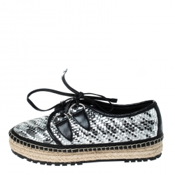 Pre Owned حذاء رياضي ديور اسبادريل رباط علوي جلد فضي ميتاليك و أسود مقاس 36