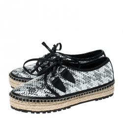 Pre Owned حذاء رياضي ديور اسبادريل رباط علوي جلد فضي ميتاليك و أسود مقاس 36