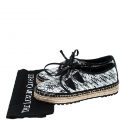 Pre Owned حذاء رياضي ديور اسبادريل رباط علوي جلد فضي ميتاليك و أسود مقاس 36