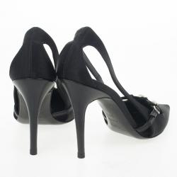 Pre Owned Christian Dior Black Satin Pointed Toe Pumps Size 36.5