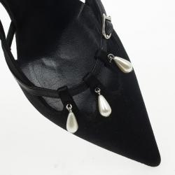 Pre Owned Christian Dior Black Satin Pointed Toe Pumps Size 36.5