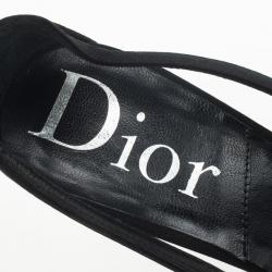 Pre Owned Christian Dior Black Satin Pointed Toe Pumps Size 36.5