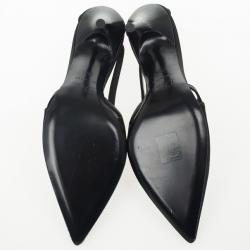 Pre Owned Christian Dior Black Satin Pointed Toe Pumps Size 36.5