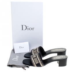 Pre Owned Dior Blue/Beige Cotton Blend Dway Mules Size 39