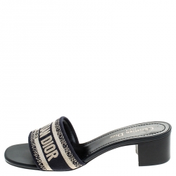 Pre Owned Dior Blue/Beige Cotton Blend Dway Mules Size 39