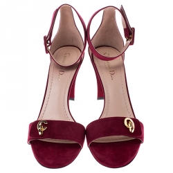 Dior Red Suede C'est Open Toe Ankle Strap Sandals Size 39.5