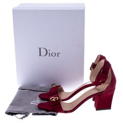Dior Red Suede C'est Open Toe Ankle Strap Sandals Size 39.5