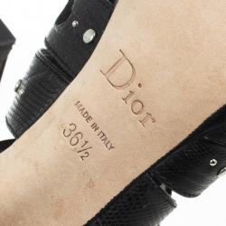 Pre Owned Christian Dior Black Leather Dior Bubble Platform Sandals Size 36.5