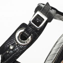 Pre Owned Christian Dior Black Leather Dior Bubble Platform Sandals Size 36.5