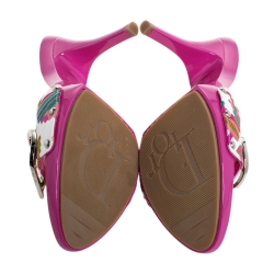 Dior Multicolor Printed Cotton Logo Embellished Slide Clogs Size 38.5