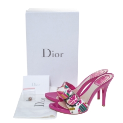 Dior Multicolor Printed Cotton Logo Embellished Slide Clogs Size 38.5