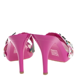 Dior Multicolor Printed Cotton Logo Embellished Slide Clogs Size 38.5