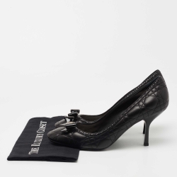 Pre Owned Dior Black Cannage Leather Stitched Bow Pumps Size 42