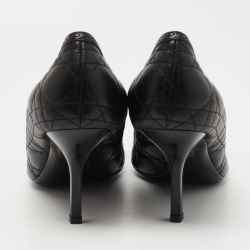 Pre Owned Dior Black Cannage Leather Stitched Bow Pumps Size 42