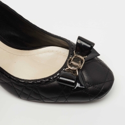 Pre Owned Dior Black Cannage Leather Stitched Bow Pumps Size 42