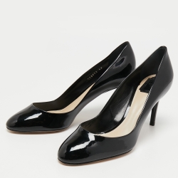 Pre Owned Dior Black Patent Leather Round Toe Pumps Size 42