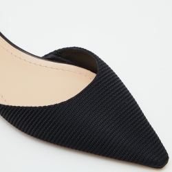 Pre Owned Dior Black Technical Fabric J'adior Pointed Toe Ankle Strap Flats Size 40