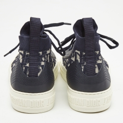 Dior Blue Knit Fabric and Leather Walk'n'Dior High Top Sneakers Size 38
