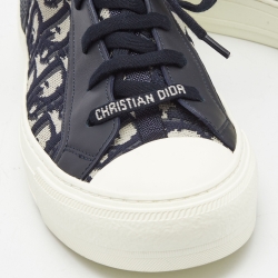 Dior Blue Knit Fabric and Leather Walk'n'Dior High Top Sneakers Size 38