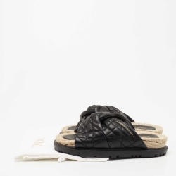 Pre Owned Dior Black Quilted Leather Dtwist Slides Size 37