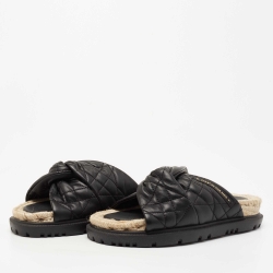 Pre Owned Dior Black Quilted Leather Dtwist Slides Size 37