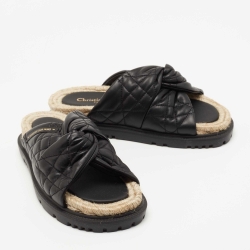 Pre Owned Dior Black Quilted Leather Dtwist Slides Size 37
