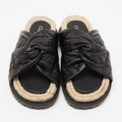 Pre Owned Dior Black Quilted Leather Dtwist Slides Size 37