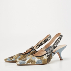 Pre Owned Dior Multicolor Fabric and Leather J'Adior Slingback Pumps Size 42