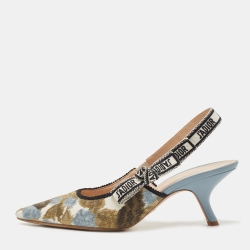Pre Owned Dior Multicolor Fabric and Leather J'Adior Slingback Pumps Size 42