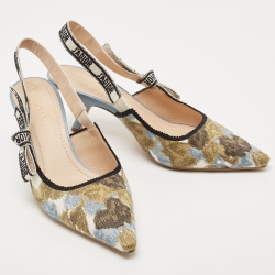 Pre Owned Dior Multicolor Fabric and Leather J'Adior Slingback Pumps Size 42