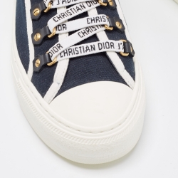 Pre Owned Dior Black/Navy Blue Canvas Walk'n'Dior Low Top Sneakers Size 39.5