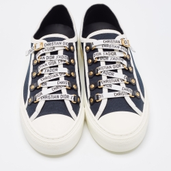 Pre Owned Dior Black/Navy Blue Canvas Walk'n'Dior Low Top Sneakers Size 39.5