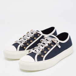 Pre Owned Dior Black/Navy Blue Canvas Walk'n'Dior Low Top Sneakers Size 39.5