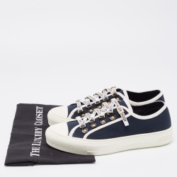 Pre Owned Dior Black/Navy Blue Canvas Walk'n'Dior Low Top Sneakers Size 39.5