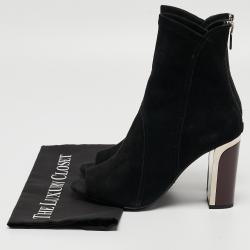 Pre Owned Dior Black Suede Open Toe Ankle Booties Size 39