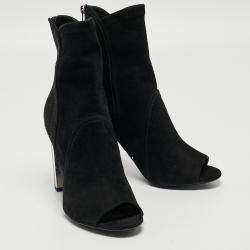 Pre Owned Dior Black Suede Open Toe Ankle Booties Size 39