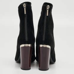 Pre Owned Dior Black Suede Open Toe Ankle Booties Size 39