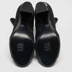 Pre Owned Dior Black Suede Open Toe Ankle Booties Size 39