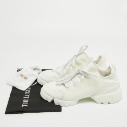 Dior White Fabric and Leather D-Connect Low Top Sneakers Size 39.5