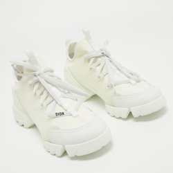 Dior White Fabric and Leather D-Connect Low Top Sneakers Size 39.5