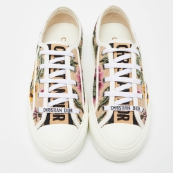 Dior Beige Floral Embroidered Canvas Walk'n'Dior Sneakers Size 36.5