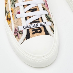 Dior Beige Floral Embroidered Canvas Walk'n'Dior Sneakers Size 36.5