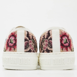 Dior Beige Floral Embroidered Canvas Walk'n'Dior Sneakers Size 36.5