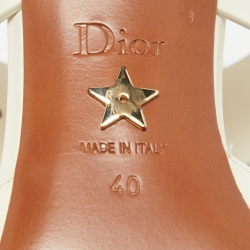 Pre Owned Dior Cream Leather D-Dior Mules Size 40