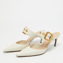Pre Owned Dior Cream Leather D-Dior Mules Size 40